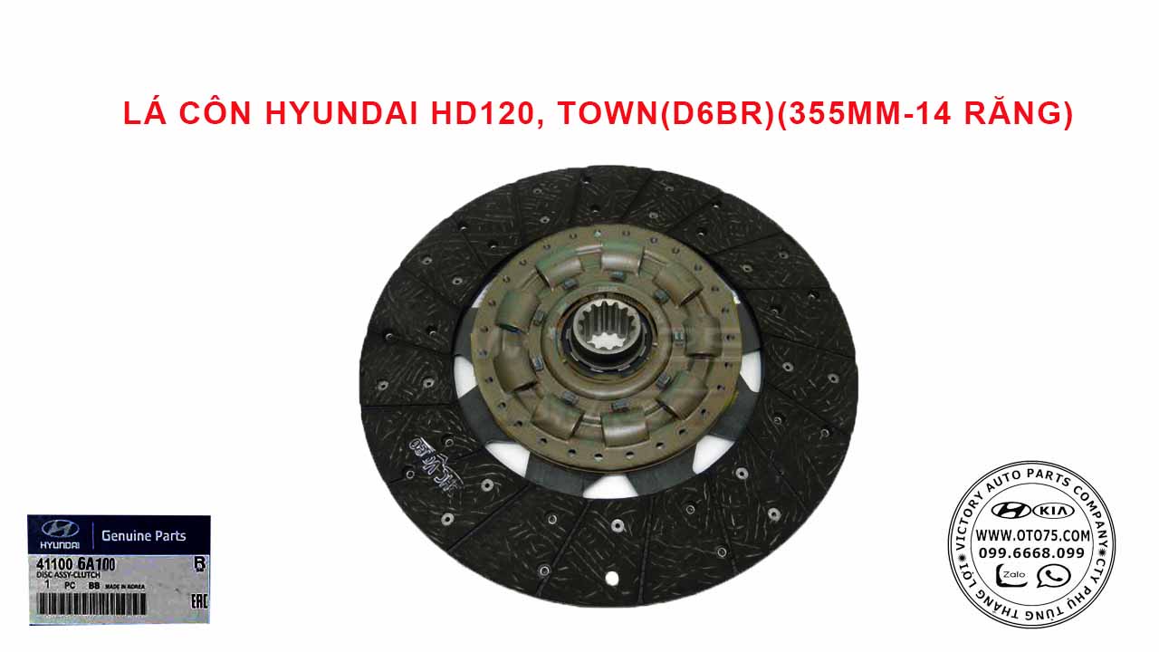 lá côn 411006A100 cho hyundai hd120, town(d6br)(355mm-14 răng)