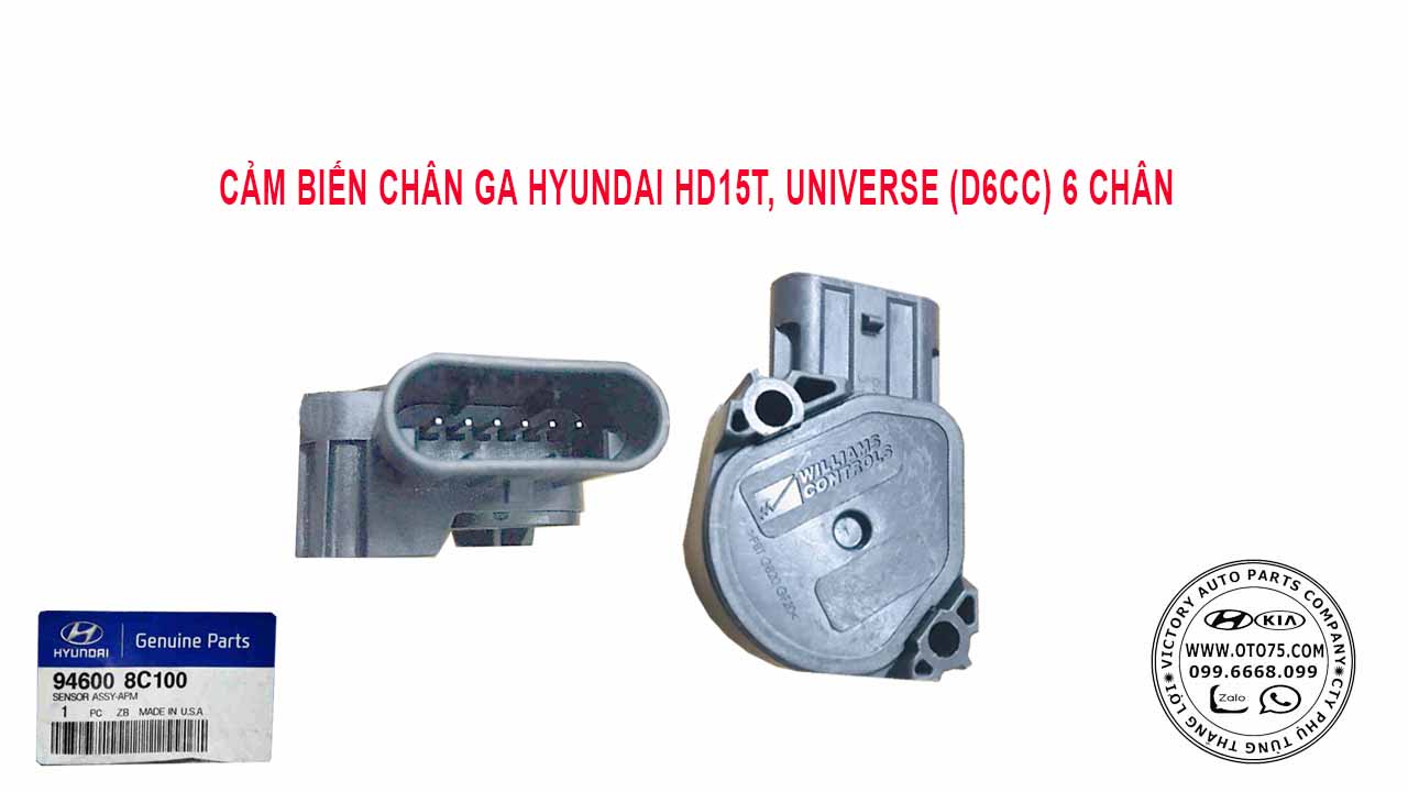 Cảm biến chân ga 946008C100 cho Hyundai HD15T, Universe, Mega Truck (D6CC) 6 chân