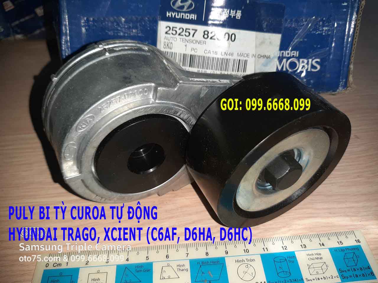 Puly bi tỳ curoa tự động 2525782000 cho Hyundai Trago, Xcient (C6AF, D6HA, D6HC)