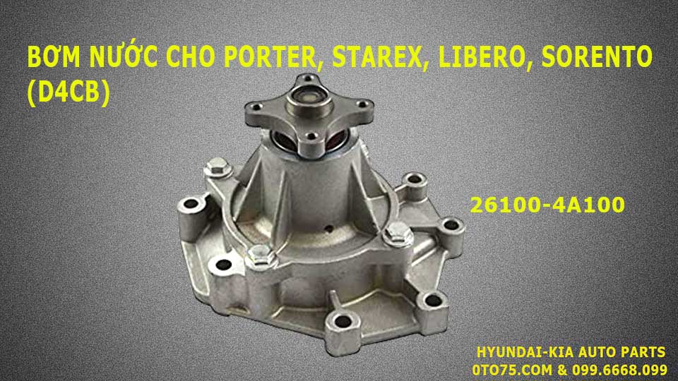 Bơm nước 261004A100 cho porter, starex, libero, sorento (d4cb)