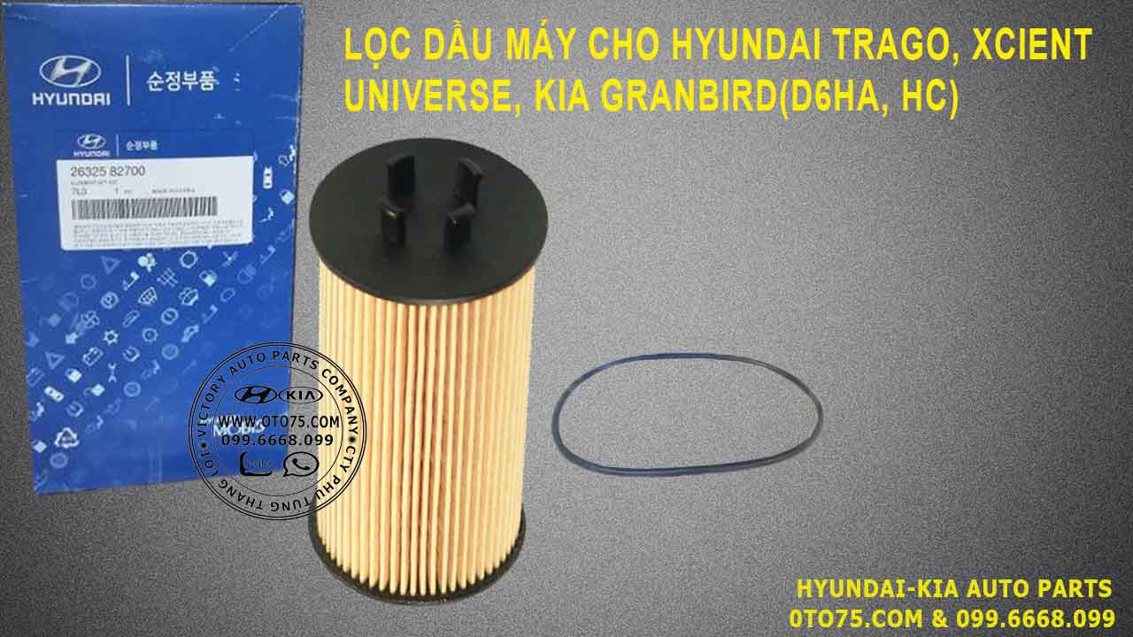 lọc dầu máy 2632582700 cho hyundai trago, xcientuniverse, kia granbird(d6ha, hc)