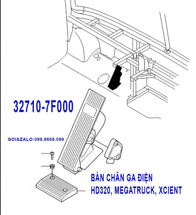 Bàn chân ga điện 327107F000 cho HD320, Megatruck, Xcient