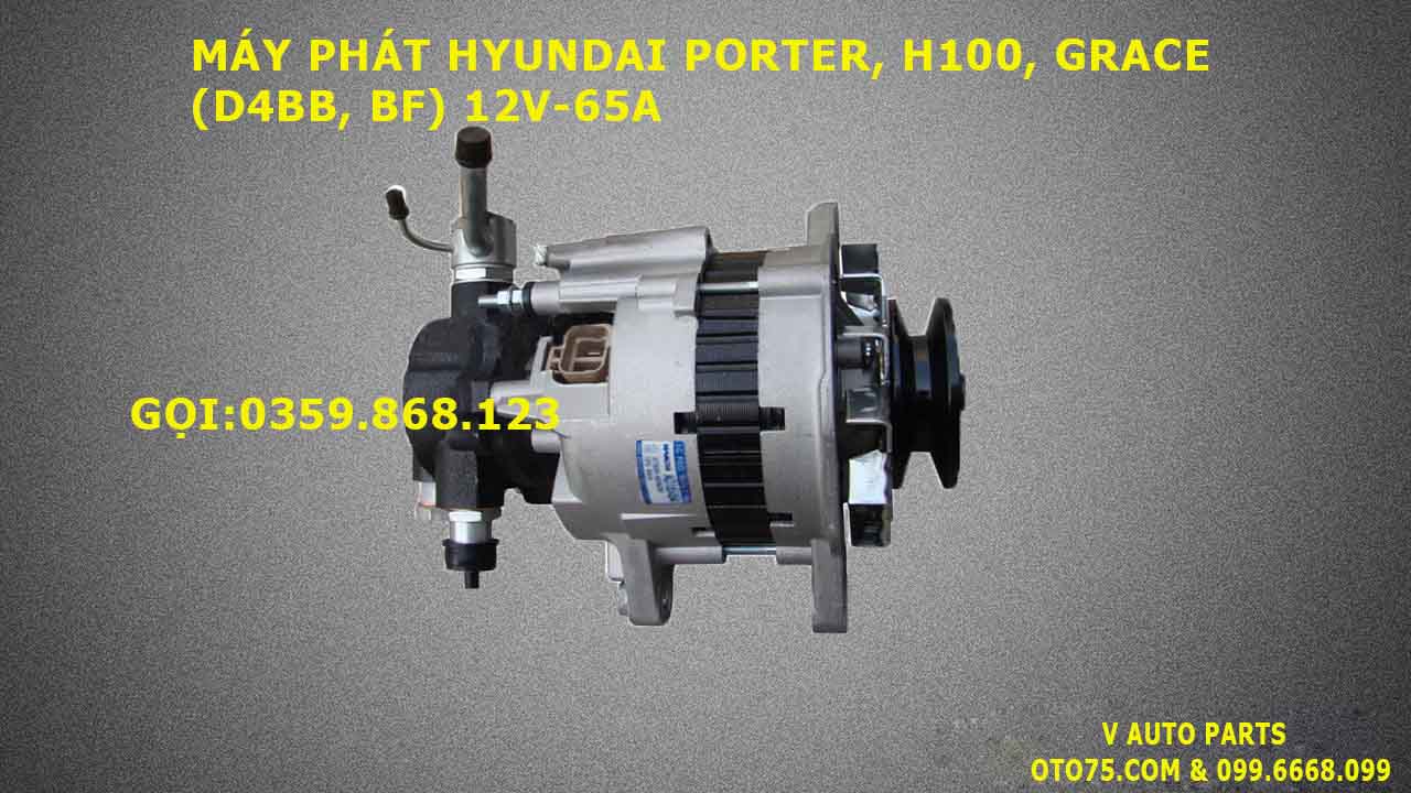 máy phát 3730042620 hyundai porter, h100, grace(d4bb, bf) 12v-65A