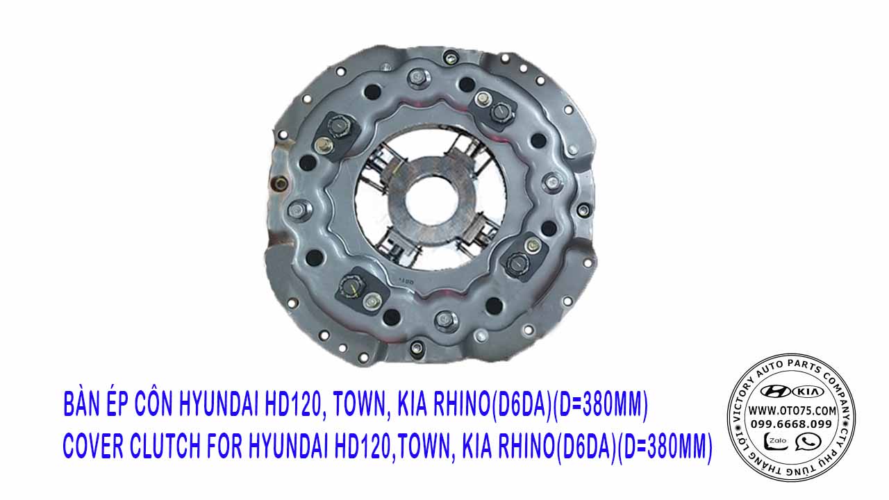 bàn ép côn 412006a700 cho hyundai hd120, megatruckaerotown, kia rhino (d6da) (d=380mm)