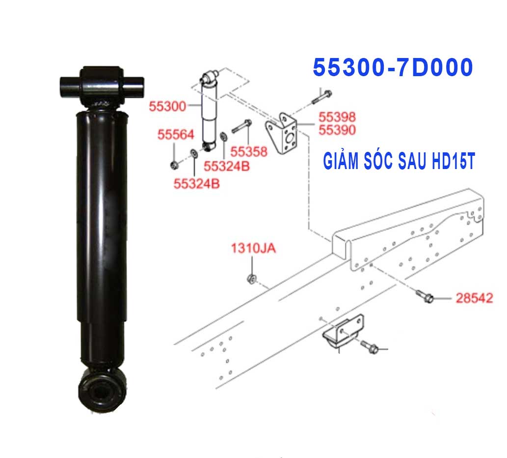 Giảm xóc sau 553007D000 cho HD15T