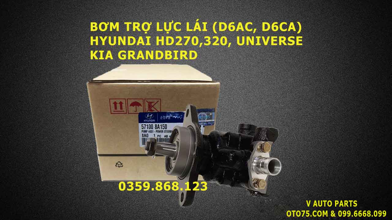 bơm trợ lực lái 571008a150 (d6ac, d6ca) cho hyundai hd270,320, universe, kia grandbird