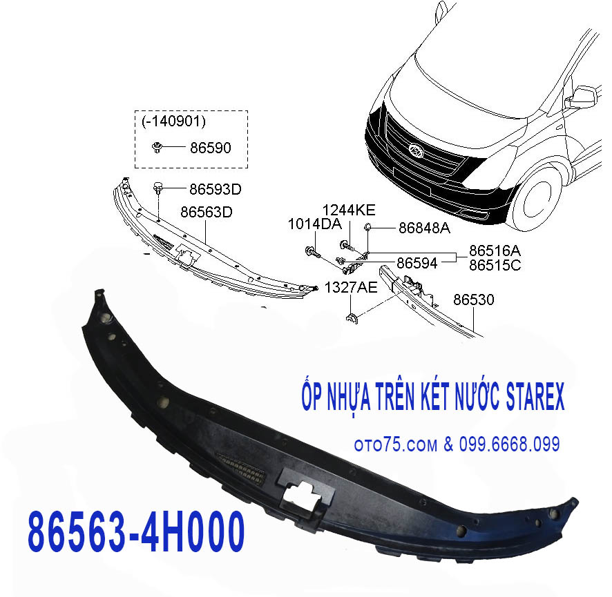 Ốp nhựa trên két nước 865634H000 cho Starex