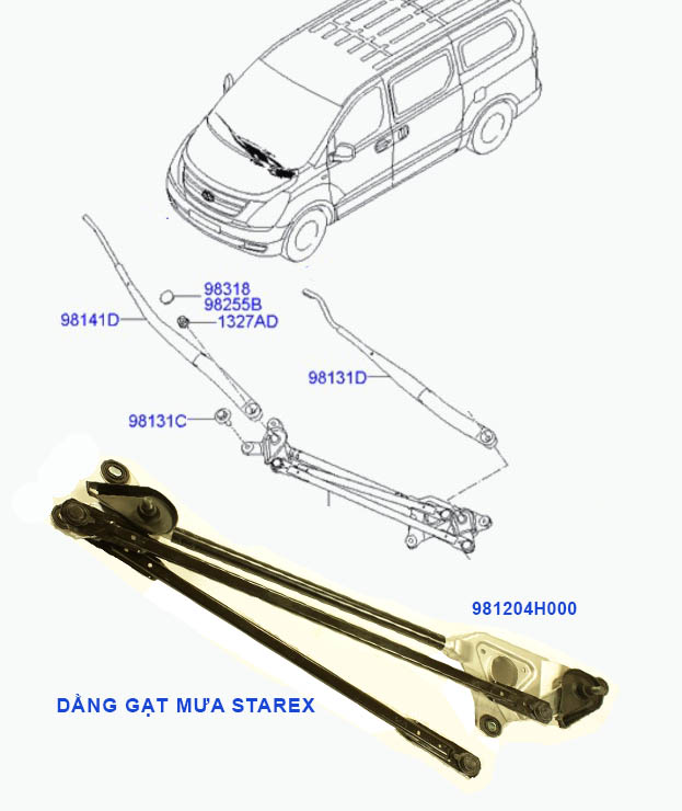 Dằng gạt mưa 981204h000 cho Starex